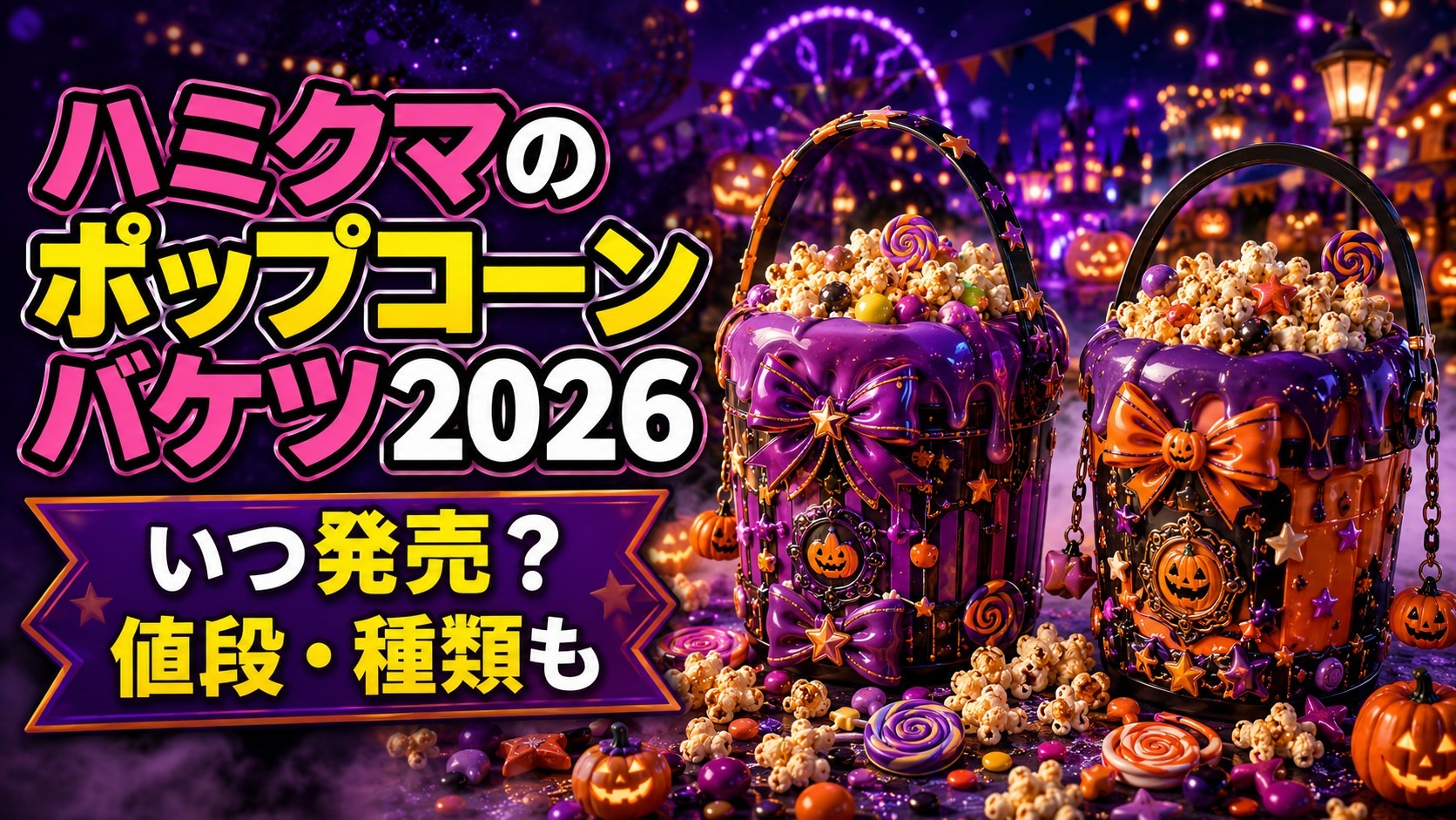 ハミクマのポップコーンバケツ2026の発売日・値段・種類を紹介するアイキャッチ画像